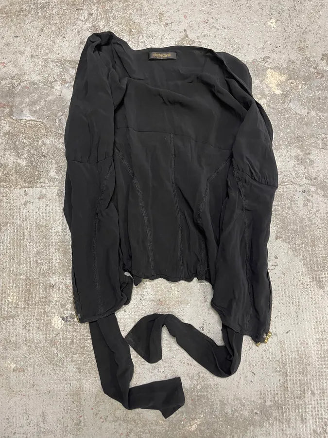 2000s Roberto Cavalli Zip Soft Black Longsleeves Top (M/L) CeuNHJQ 6