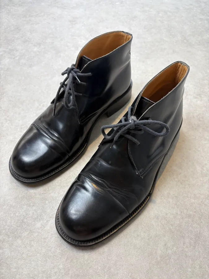 2000s Rowland Brothers Black Leather High Derby Boots TFHmZvW 2