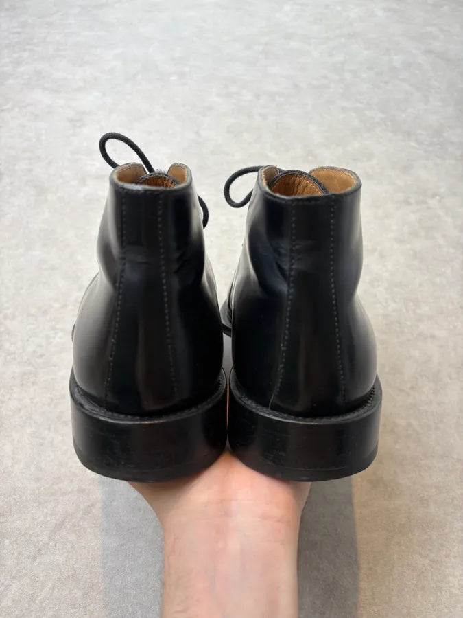 2000s Rowland Brothers Black Leather High Derby Boots TFHmZvW 6