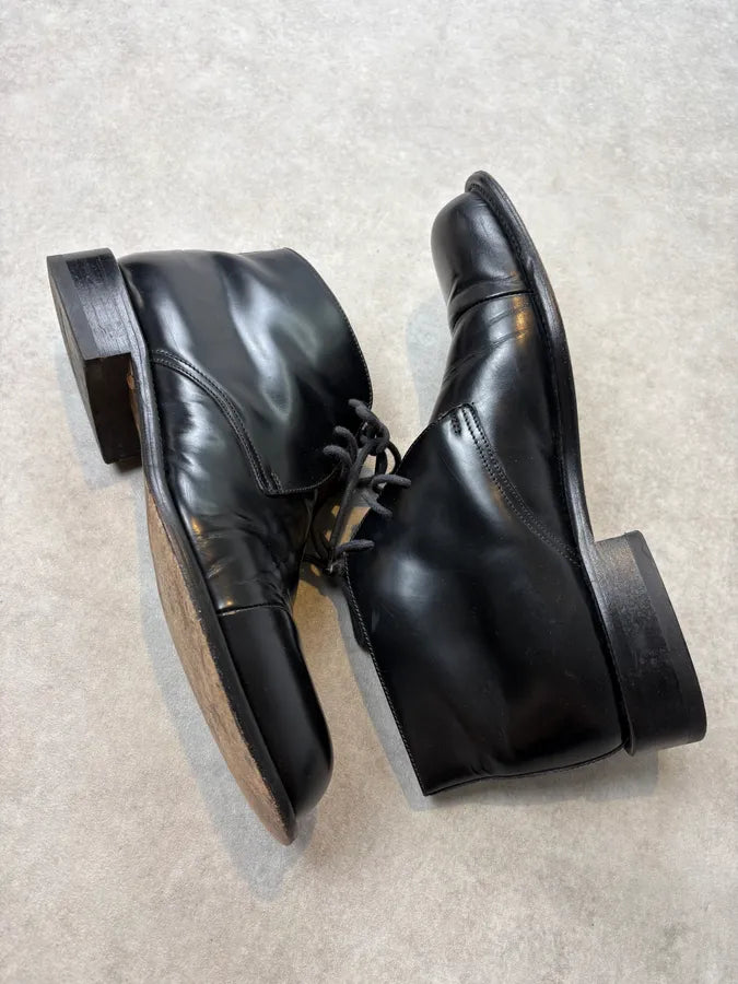 2000s Rowland Brothers Black Leather High Derby Boots TFHmZvW 5