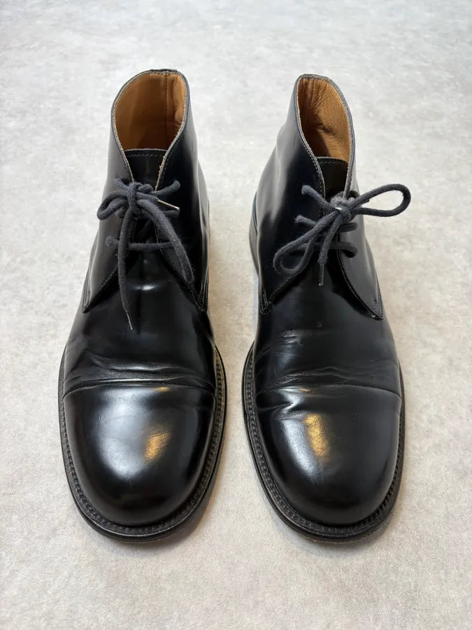 2000s Rowland Brothers Black Leather High Derby Boots TFHmZvW 1