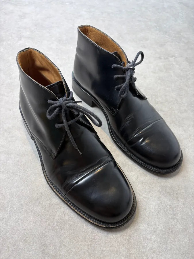 2000s Rowland Brothers Black Leather High Derby Boots TFHmZvW 3