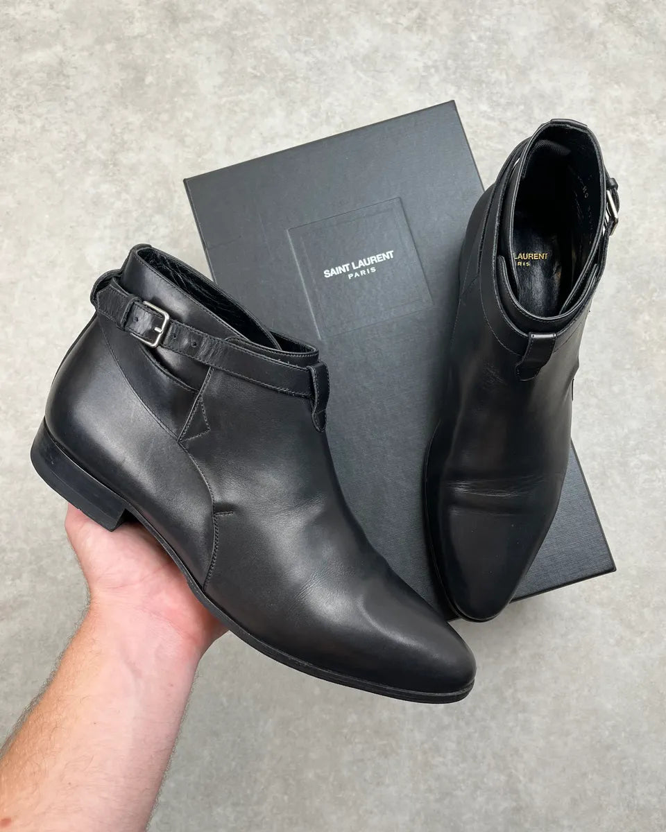 2010s Saint Laurent Black Ankle Leather Boots hYOwMKt 0