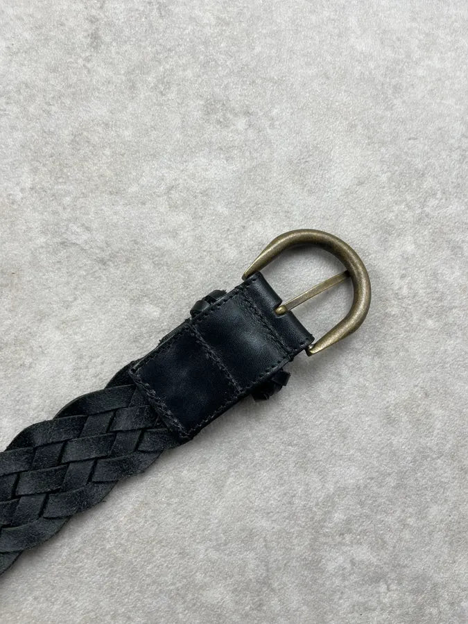 2000s Saint Laurent Black Leather Woven Belt amwloqM 5