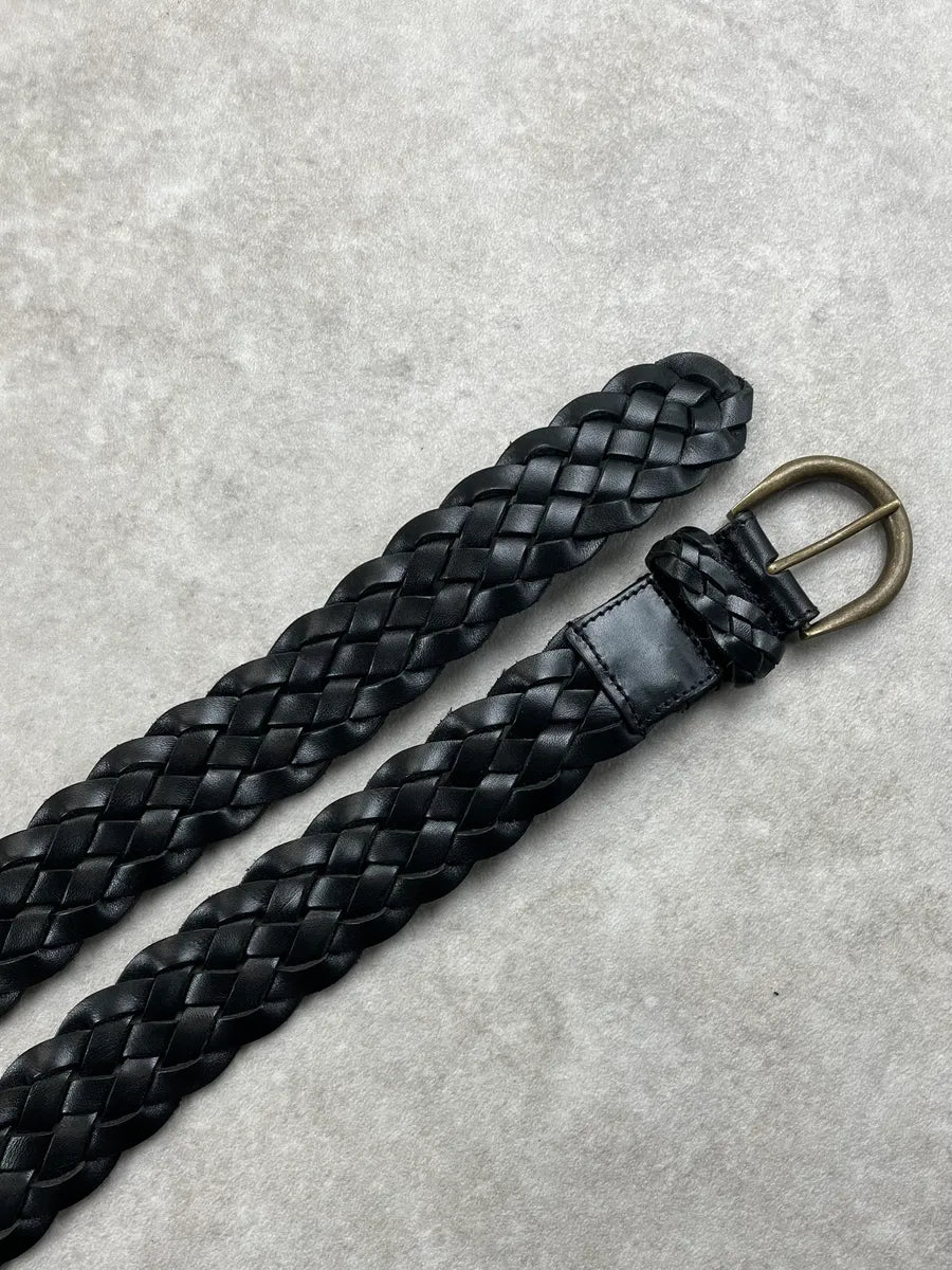 2000s Saint Laurent Black Leather Woven Belt amwloqM 4
