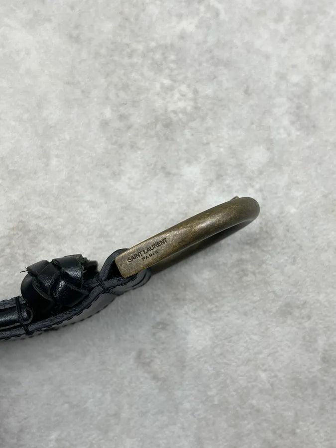 2000s Saint Laurent Black Leather Woven Belt amwloqM 7