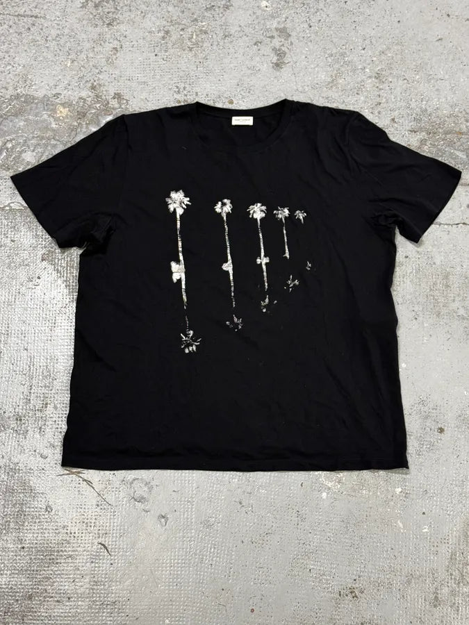 SS2020 Saint Laurent Black Palm Trees T-Shirt ajCudiy 0