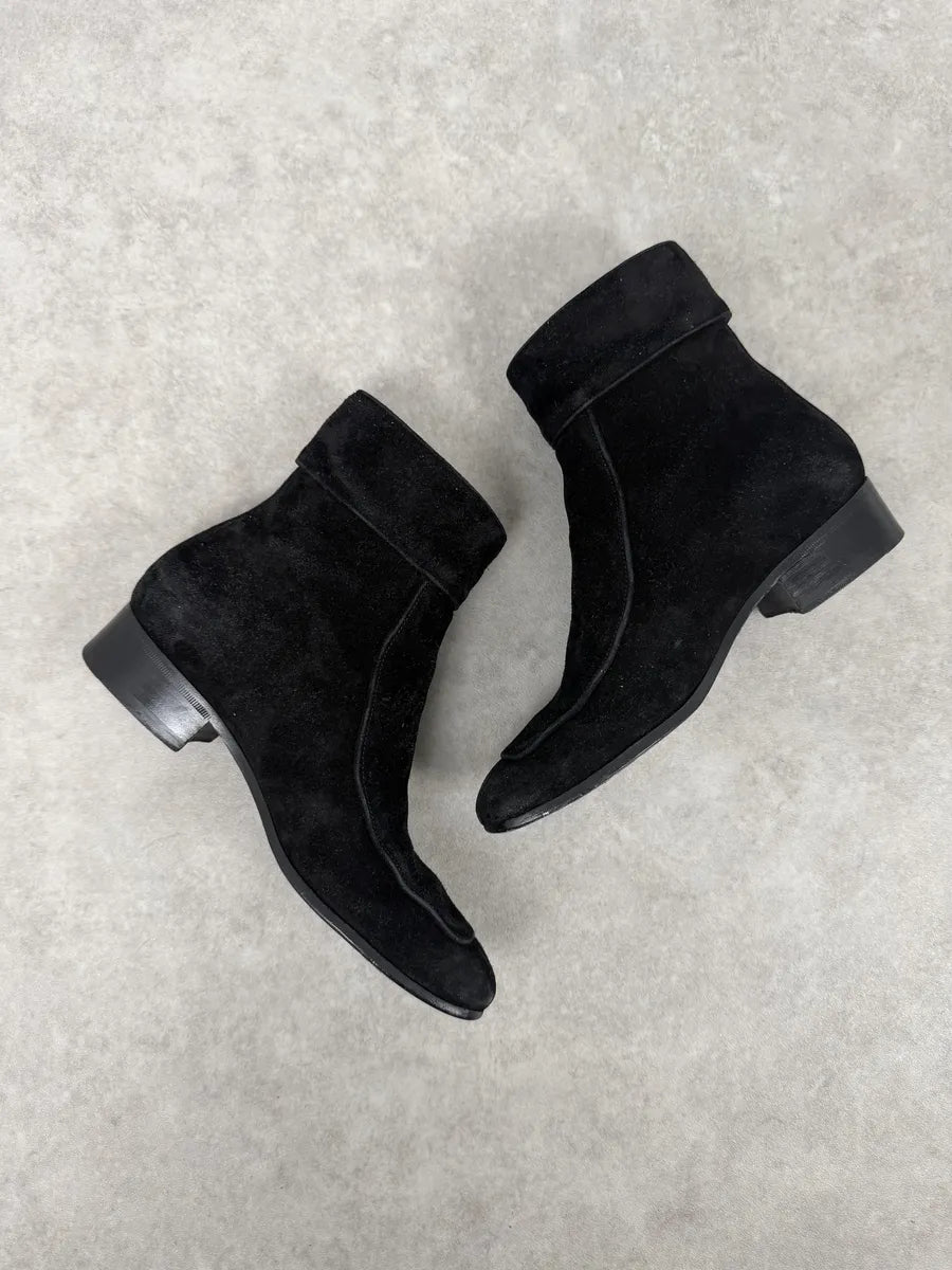 2000s Saint Laurent Black Suede Leather Buckle Boots USLPvWp 7