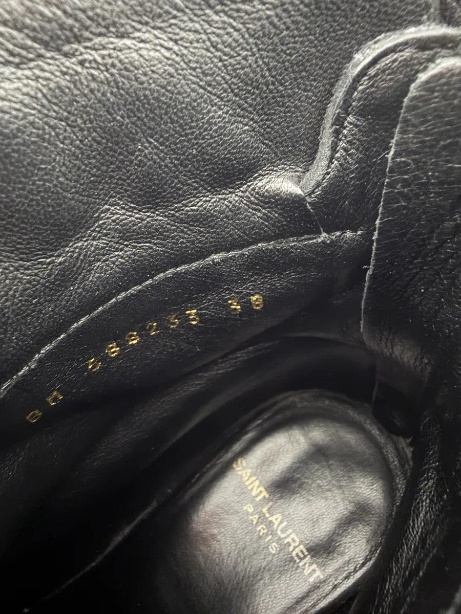 2000s Saint Laurent Black Suede Leather Buckle Boots USLPvWp 8