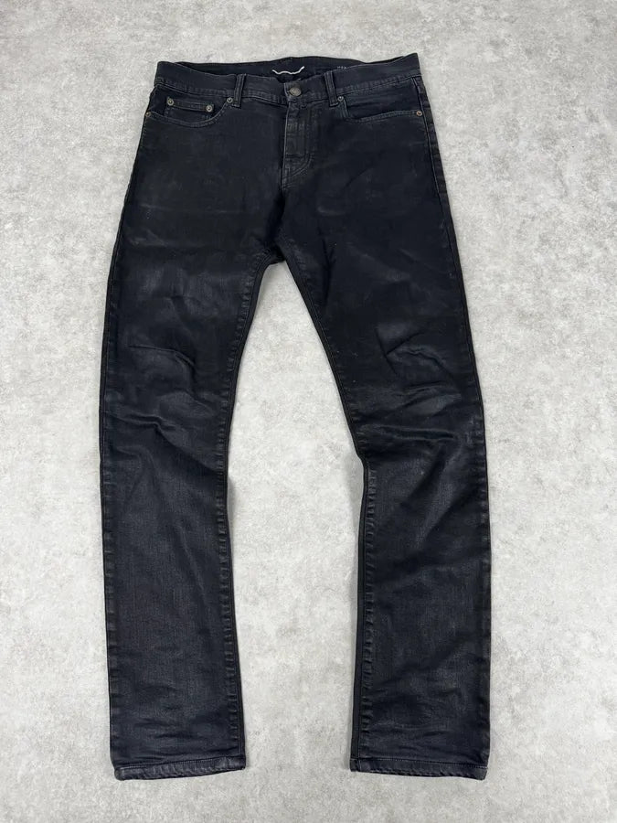 SS2014 Saint Laurent Black Waxed Slim Jeans by Hedi Slimane zgCtisa 0
