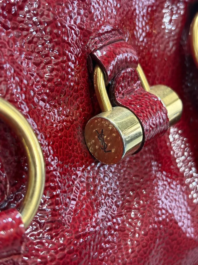 AW2008 Saint Laurent Bordeaux Patent Leather Muse Barrel Bag KgaEQfJ 6