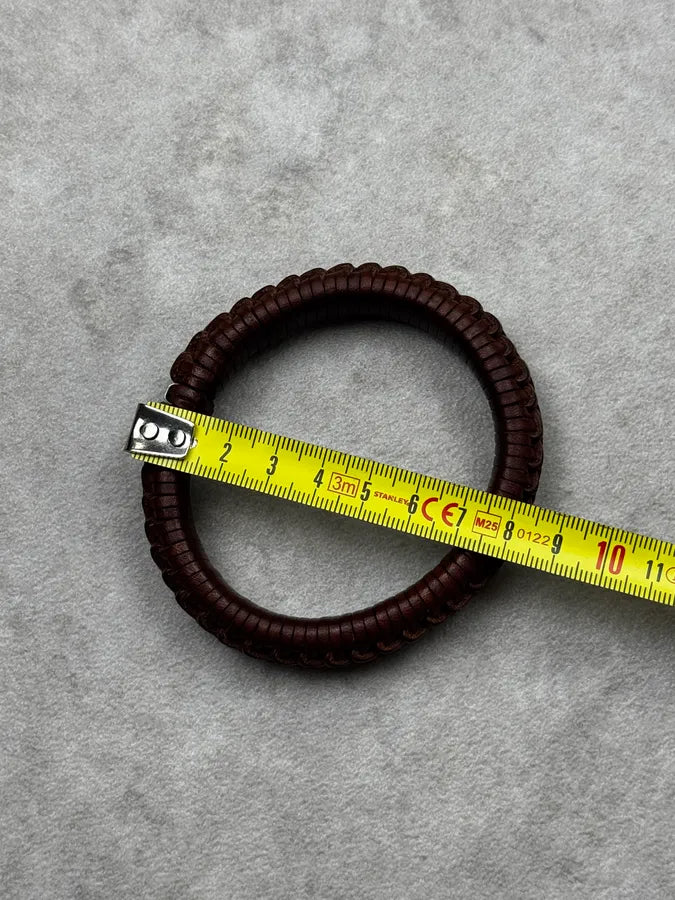 2010s Saint Laurent Brown Woven Leather Armband Bracelet MwPpaKP 7