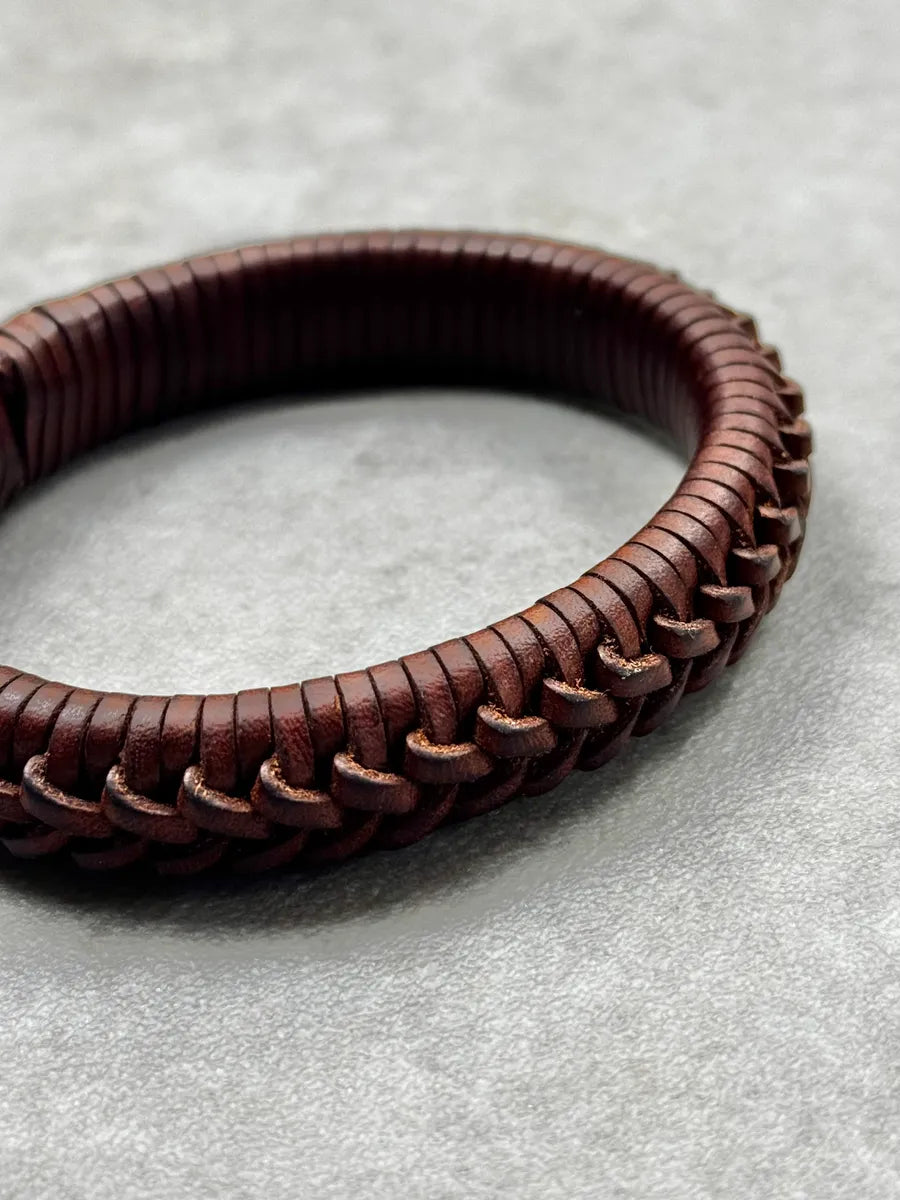 2010s Saint Laurent Brown Woven Leather Armband Bracelet MwPpaKP 6