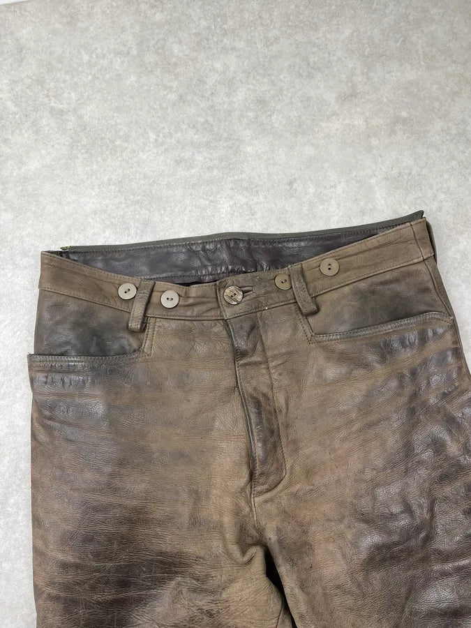 2000s September Brown Eroded Leather Hunting Pants aPEpMFt 5