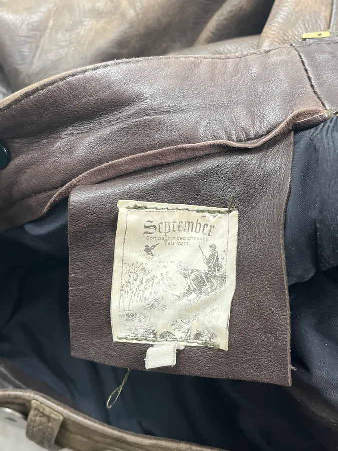 2000s September Brown Eroded Leather Hunting Pants aPEpMFt 14