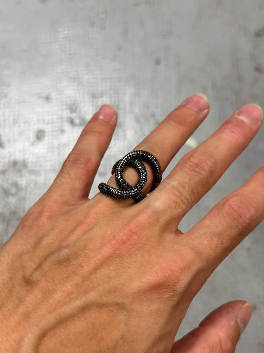 2000s Snake Circle Silver 925 Ring orebkfm 0