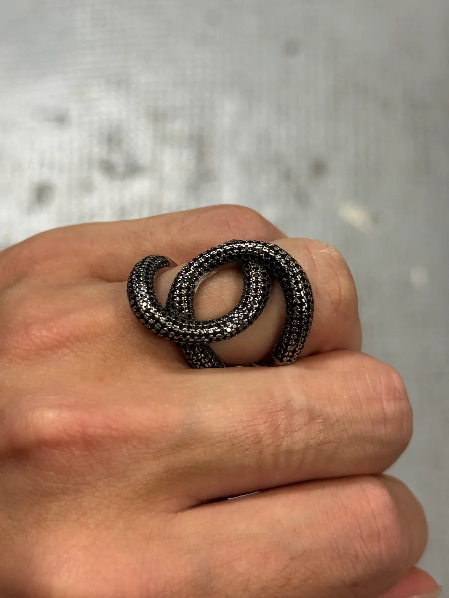 2000s Snake Circle Silver 925 Ring orebkfm 2