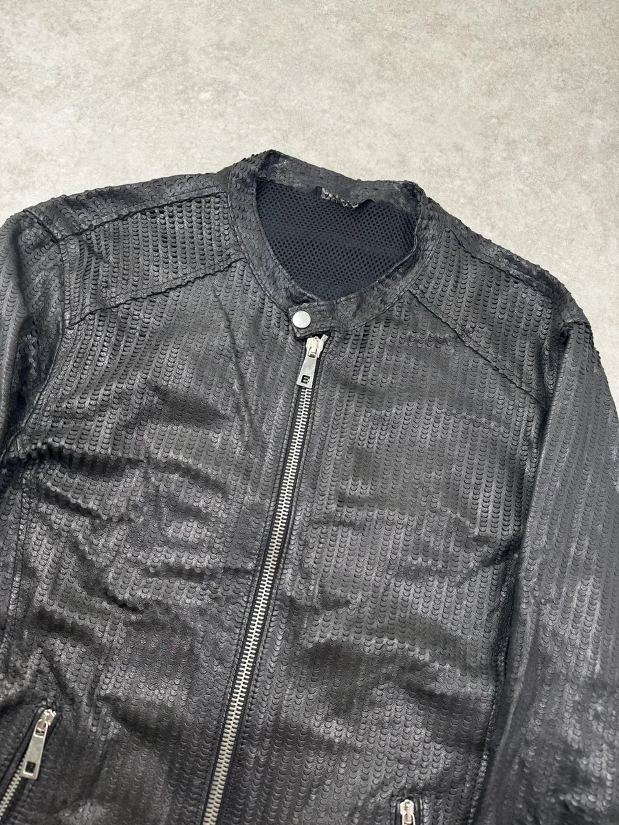 Something Special Italian Black Perforated Leather Jacket dLXMATB 3
