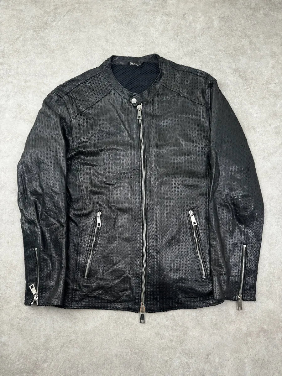 Something Special Italian Black Perforated Leather Jacket dLXMATB 2