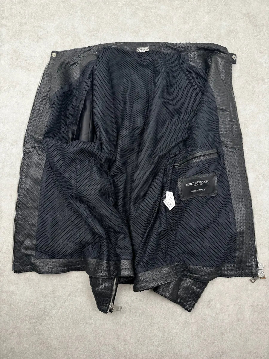 Something Special Italian Black Perforated Leather Jacket dLXMATB 9