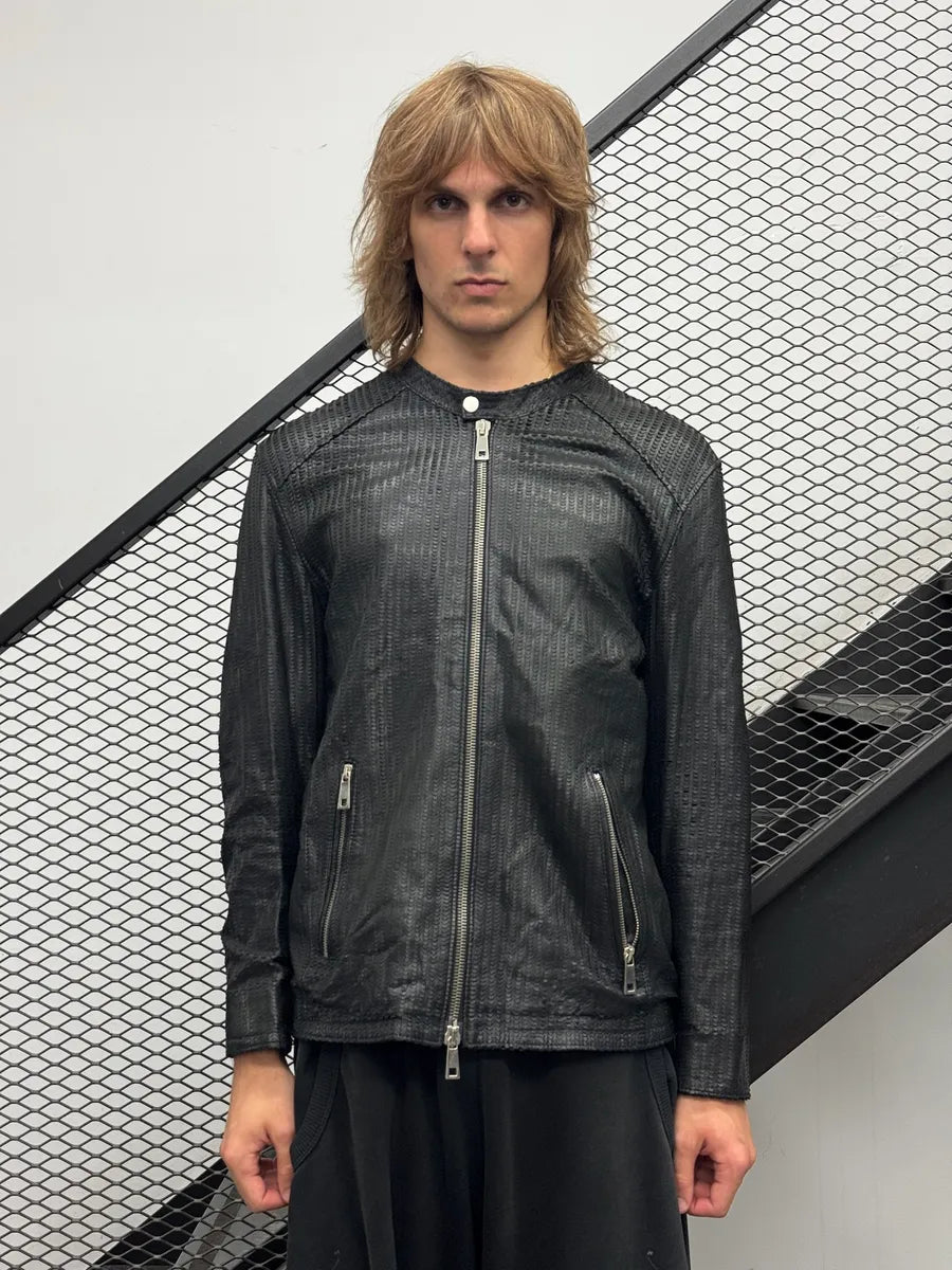 Something Special Italian Black Perforated Leather Jacket dLXMATB 0