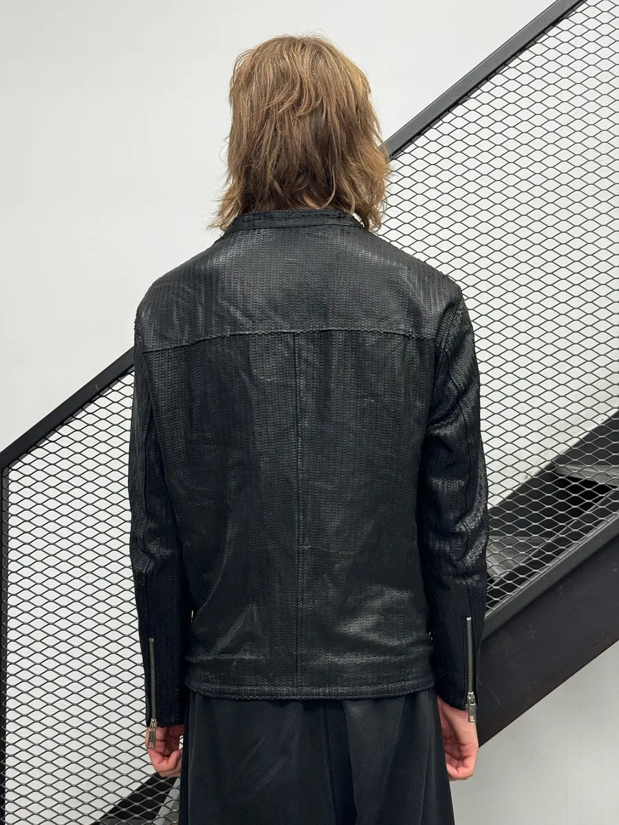 Something Special Italian Black Perforated Leather Jacket dLXMATB 1