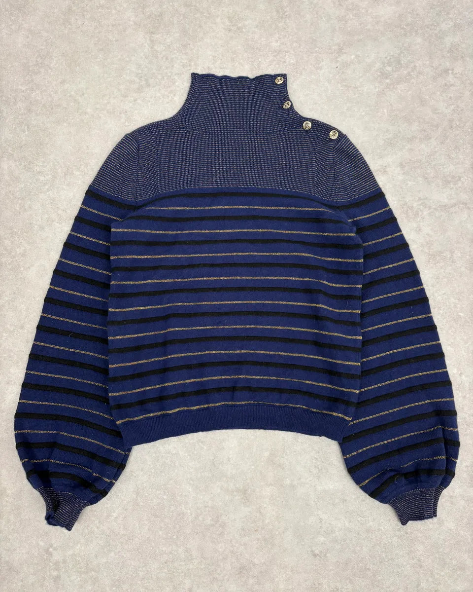 2000s Sonia Rykiel Navy Striped Cashmere Sweater efBIISk 0