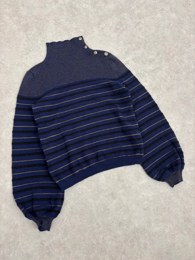 2000s Sonia Rykiel Navy Striped Cashmere Sweater efBIISk 3