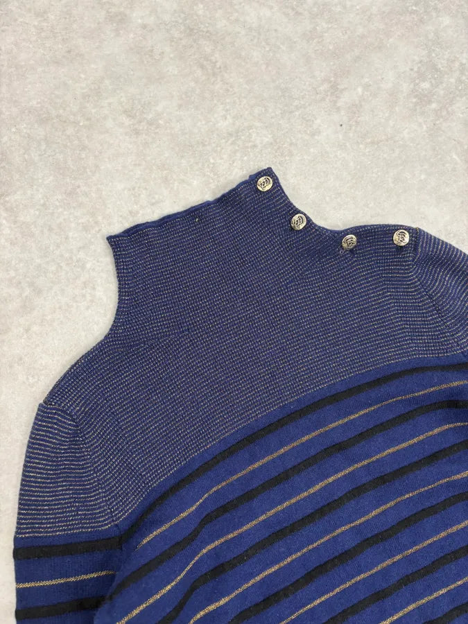 2000s Sonia Rykiel Navy Striped Cashmere Sweater efBIISk 4