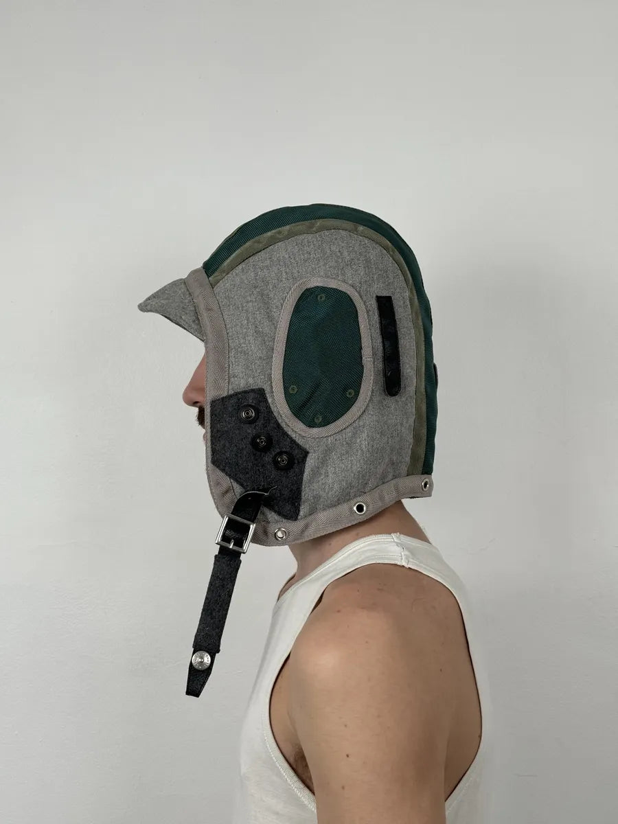 2000s Stone Island Aviator Ice Grey & Green Wool Jacket Hood dEwbNTS 0