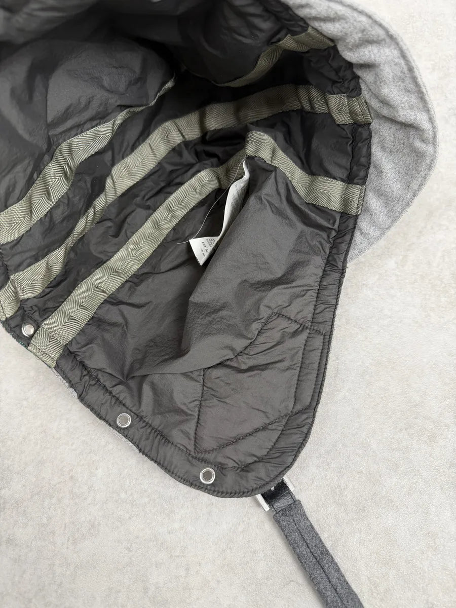 2000s Stone Island Aviator Ice Grey & Green Wool Jacket Hood dEwbNTS 11