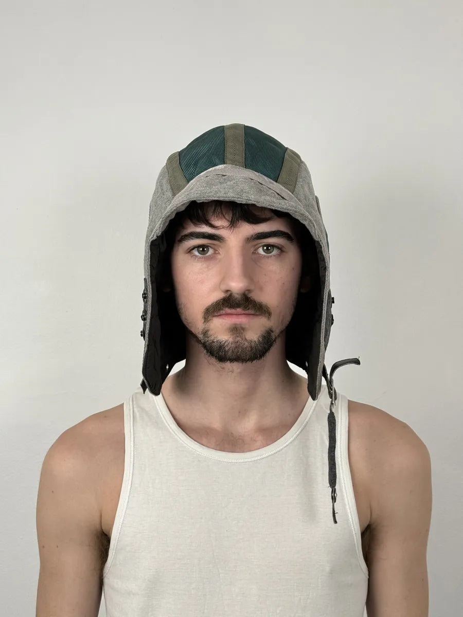 2000s Stone Island Aviator Ice Grey & Green Wool Jacket Hood dEwbNTS 2