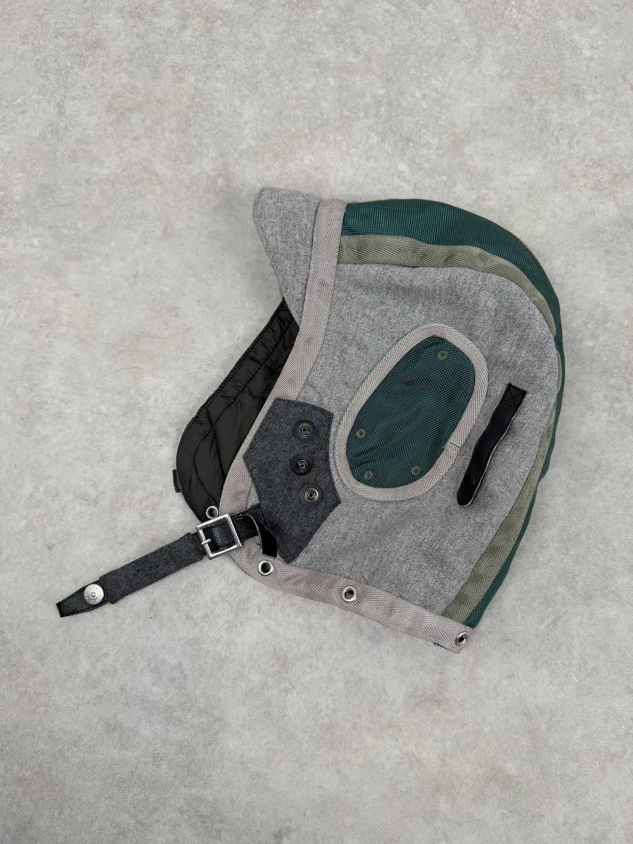 2000s Stone Island Aviator Ice Grey & Green Wool Jacket Hood dEwbNTS 4