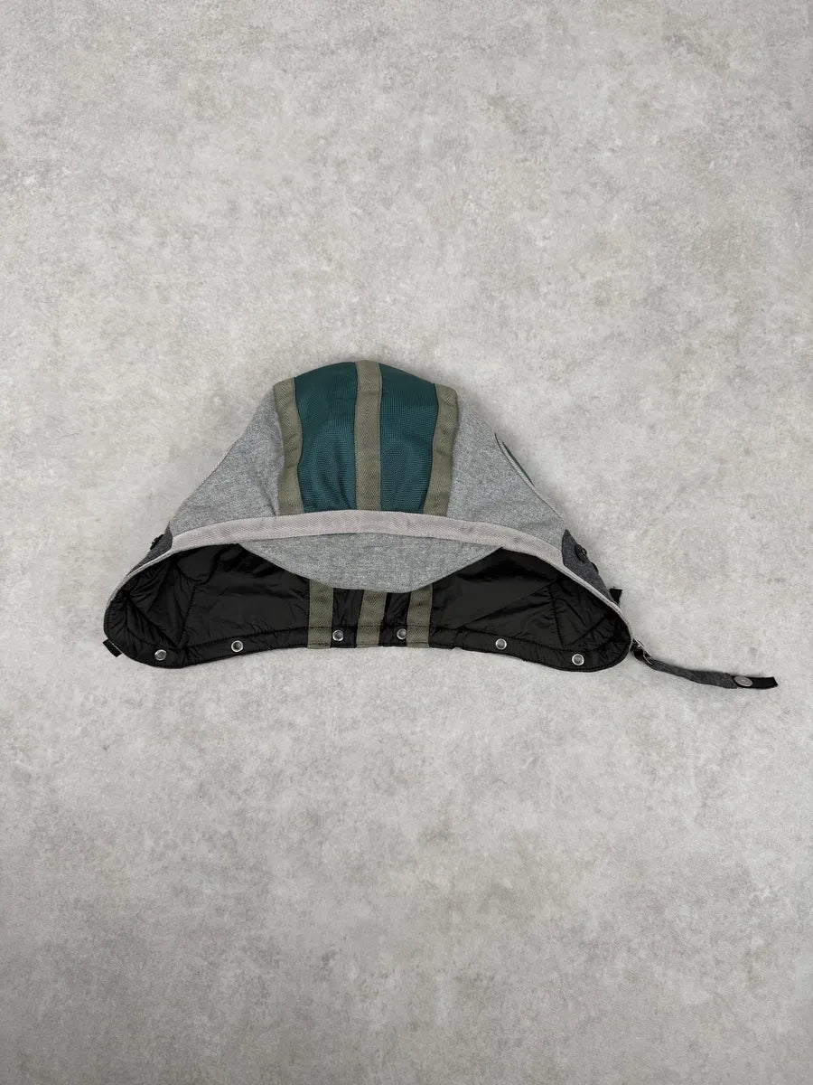 2000s Stone Island Aviator Ice Grey & Green Wool Jacket Hood dEwbNTS 8