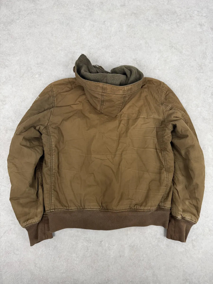 2000s Stone Island Brown Hooded Utility Bomber Jacket xupZFku 11