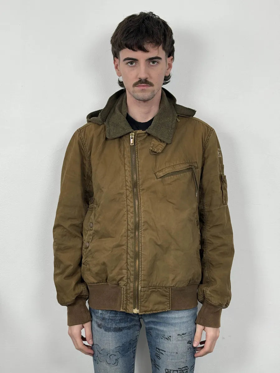 2000s Stone Island Brown Hooded Utility Bomber Jacket xupZFku 3