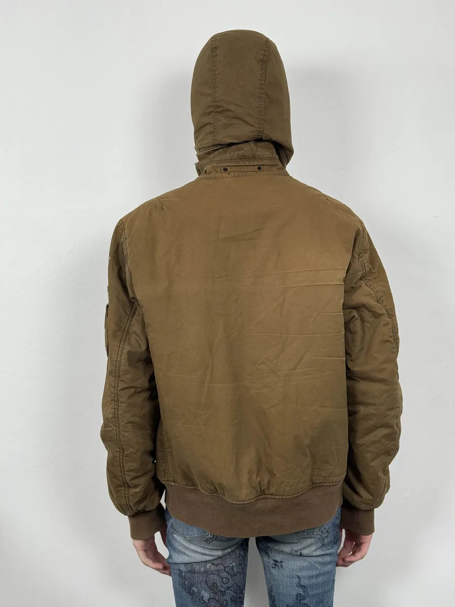 2000s Stone Island Brown Hooded Utility Bomber Jacket xupZFku 4