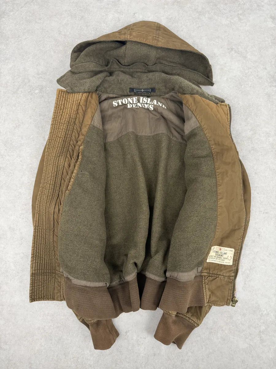 2000s Stone Island Brown Hooded Utility Bomber Jacket xupZFku 5