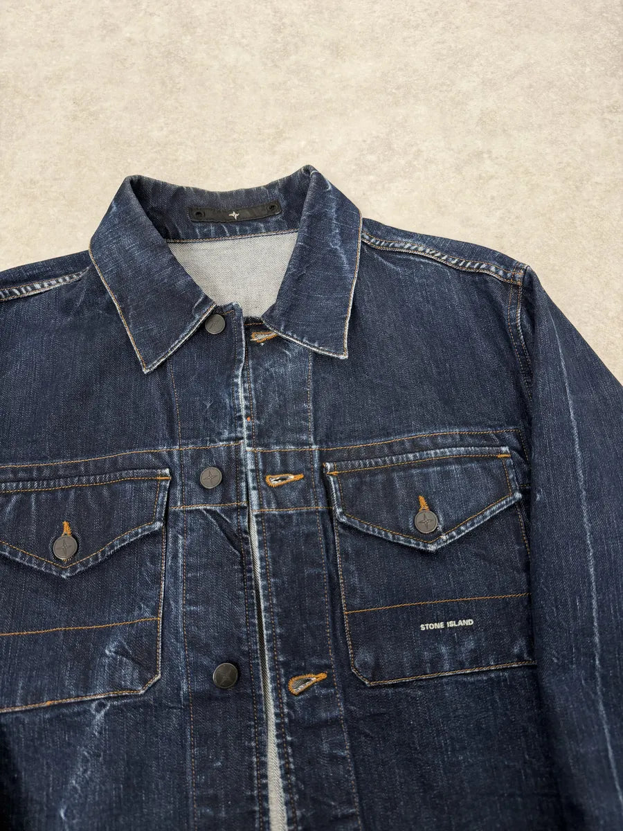 2000s Stone Island Brut Navy Denim Jacket youTZzY 10
