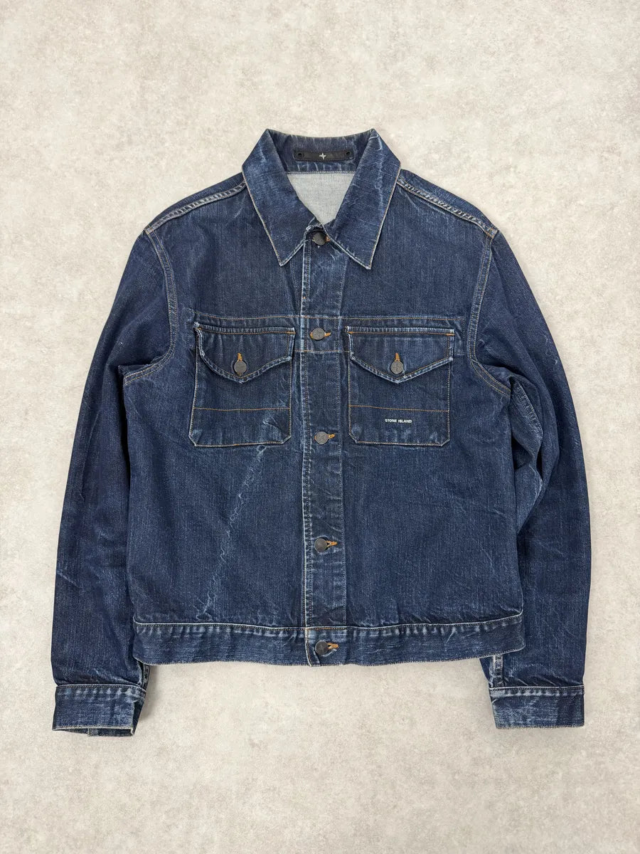 2000s Stone Island Brut Navy Denim Jacket youTZzY 4