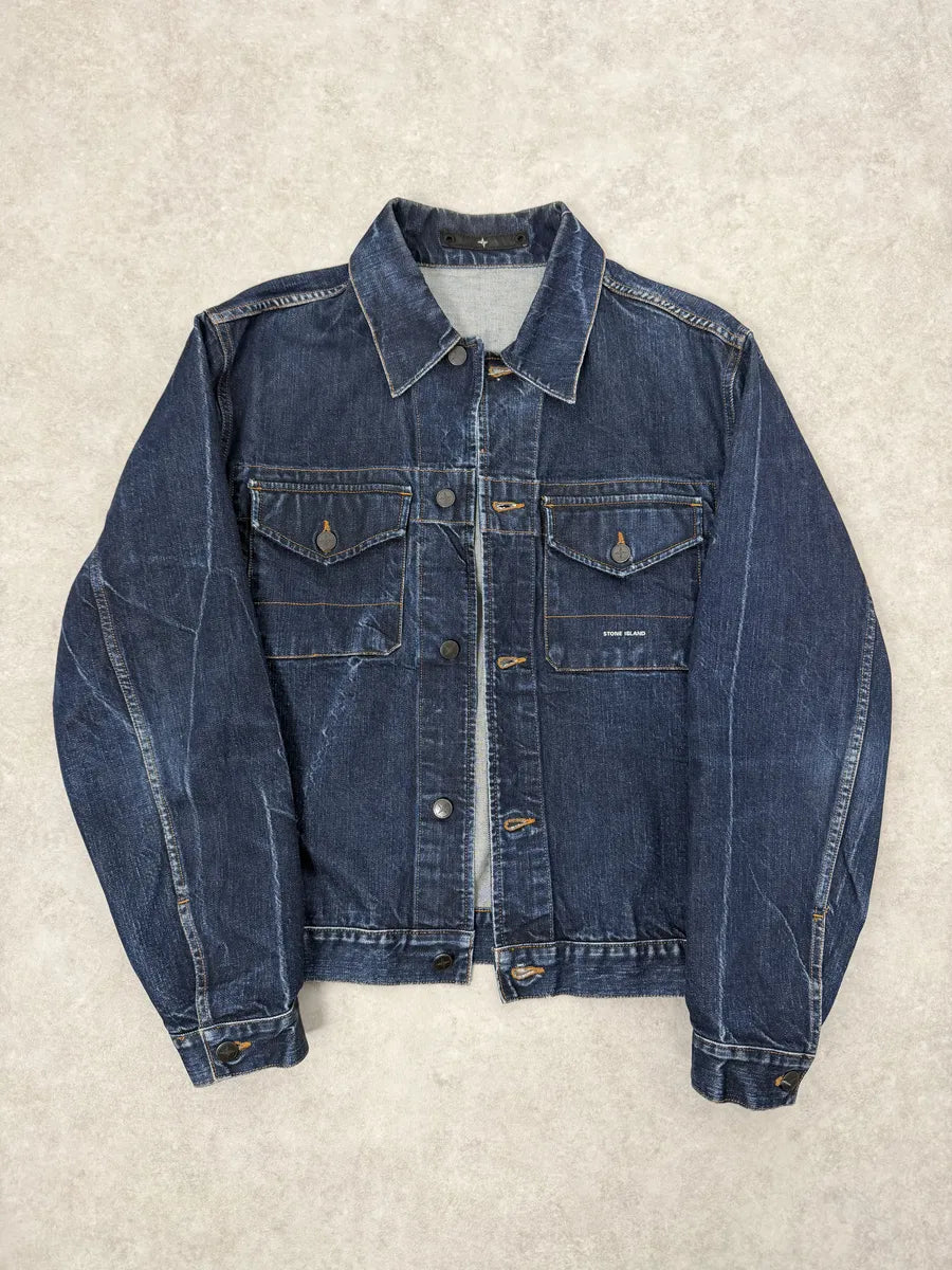 2000s Stone Island Brut Navy Denim Jacket youTZzY 5