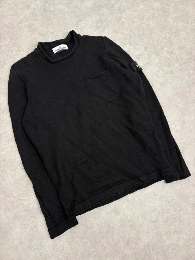 2000s Stone Island Classic Minimalist Black Sweater QGEmhXm 4