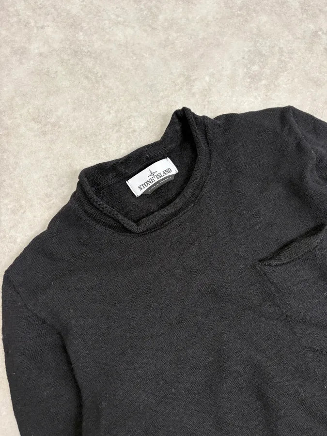 2000s Stone Island Classic Minimalist Black Sweater QGEmhXm 5