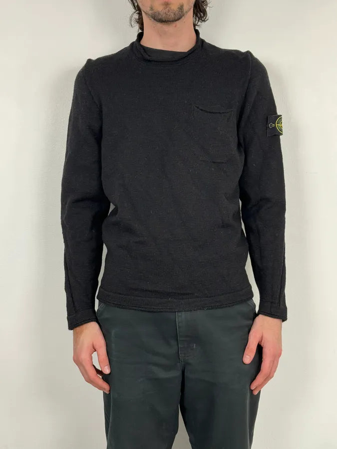 2000s Stone Island Classic Minimalist Black Sweater QGEmhXm 1