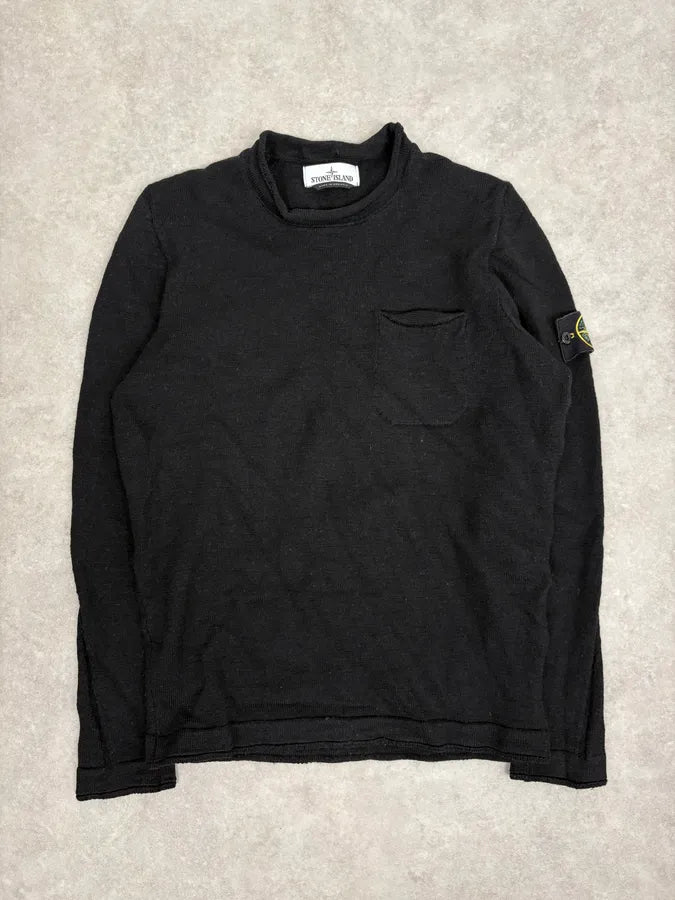 2000s Stone Island Classic Minimalist Black Sweater QGEmhXm 0