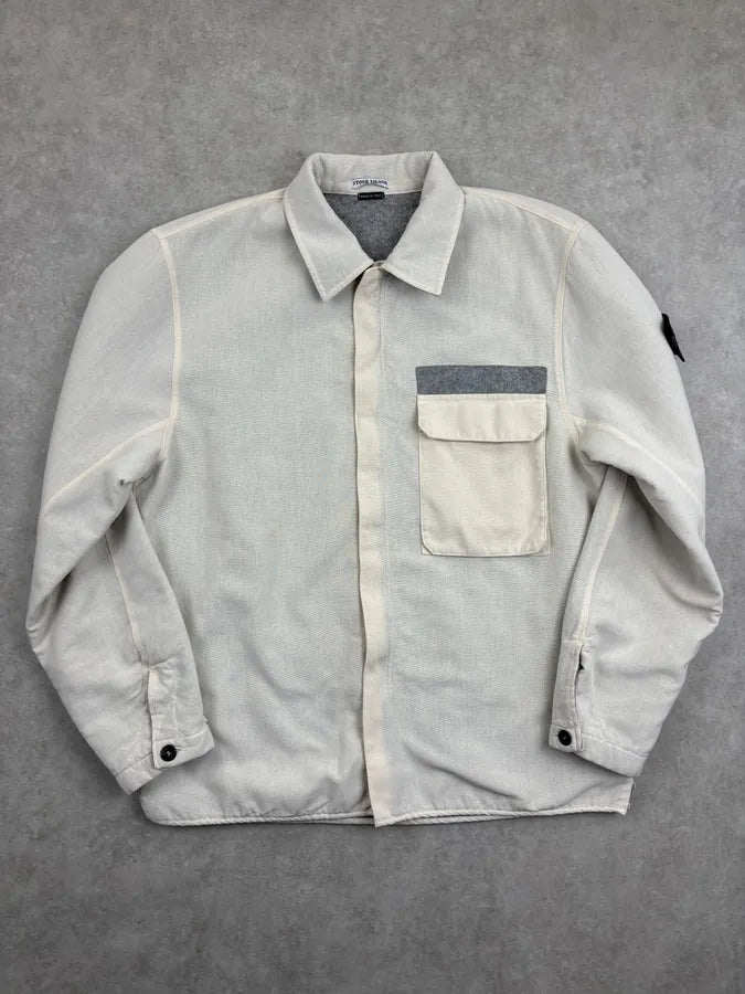 AW2003 Stone Island Creamy Canvas Beige Jacket OdteHEQ 2
