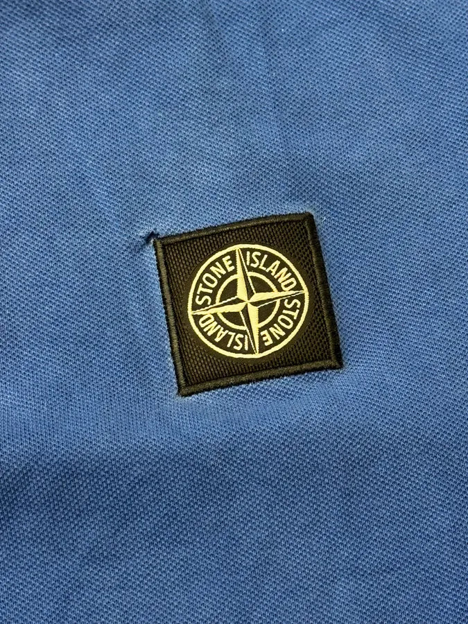 2000s Stone Island Electric Blue Classic Logo Polo ChzMzSU 6