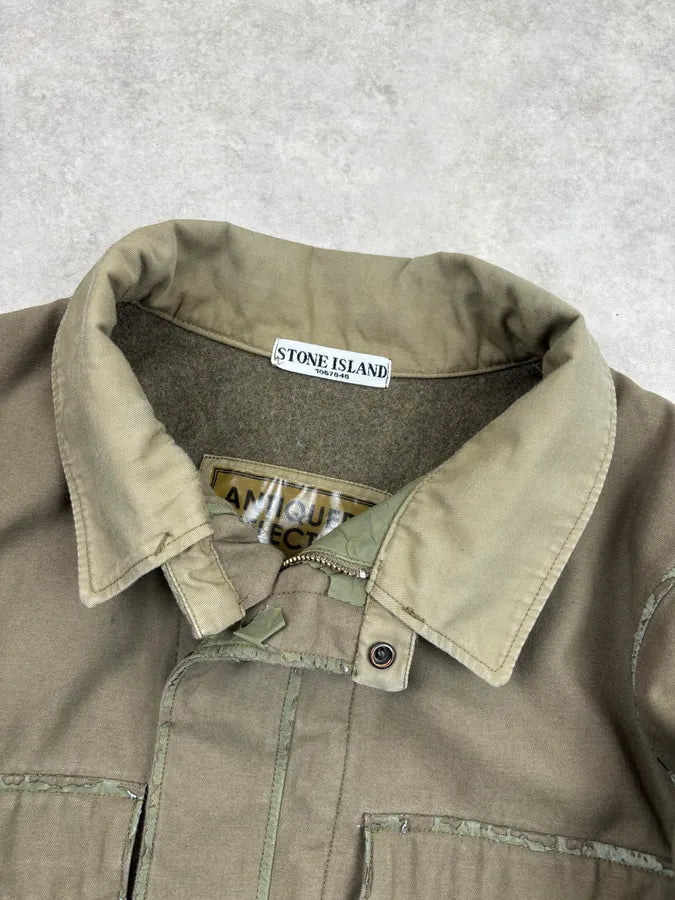 2000s Stone Island Green Textured Canvas Jacket ltqBxvL 3