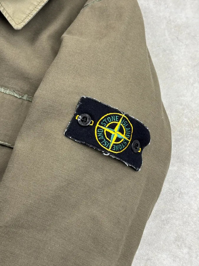 2000s Stone Island Green Textured Canvas Jacket ltqBxvL 10