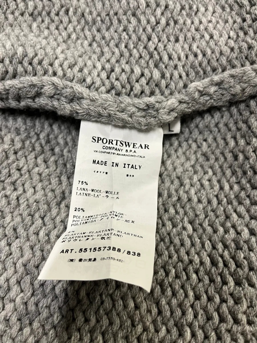 2000s Stone Island Grey Wool Hooded Sweater (L) 9